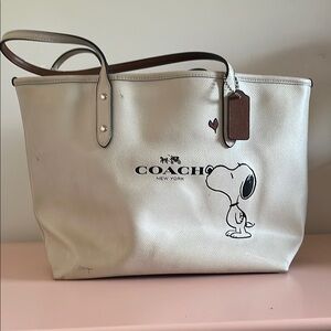 Coach Cream Snoopy Tote Bag